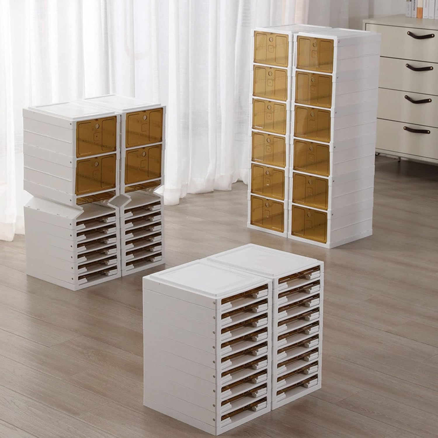 6 Row Double-layered Transparent Shoe Box Drawer Storage