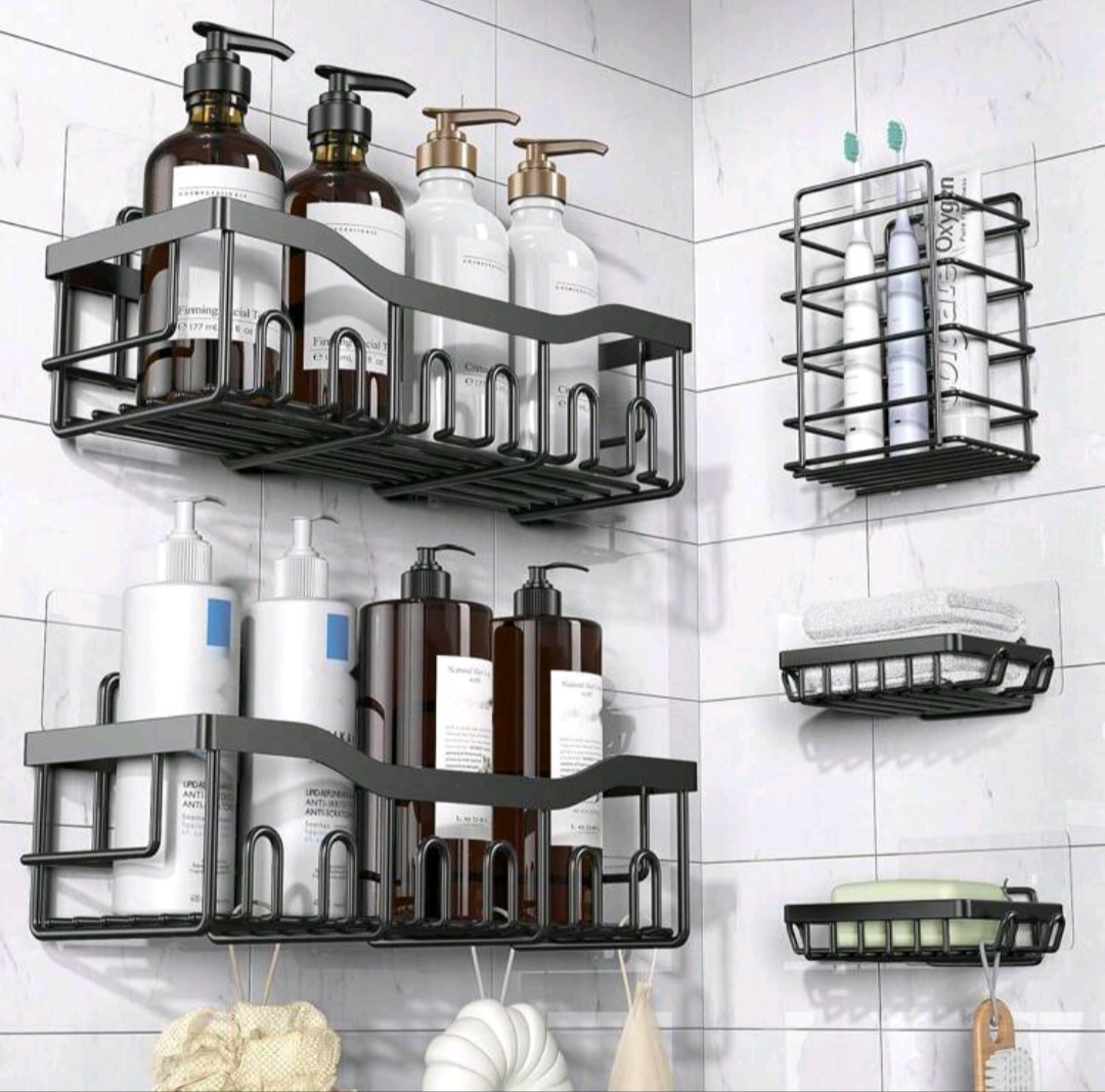 5 PCS Stainless Steel Bathroom Shower Organizer